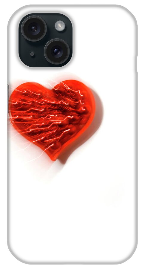 White Background iPhone Case featuring the photograph Electric Red Heart On A White Background by Daryl Solomon