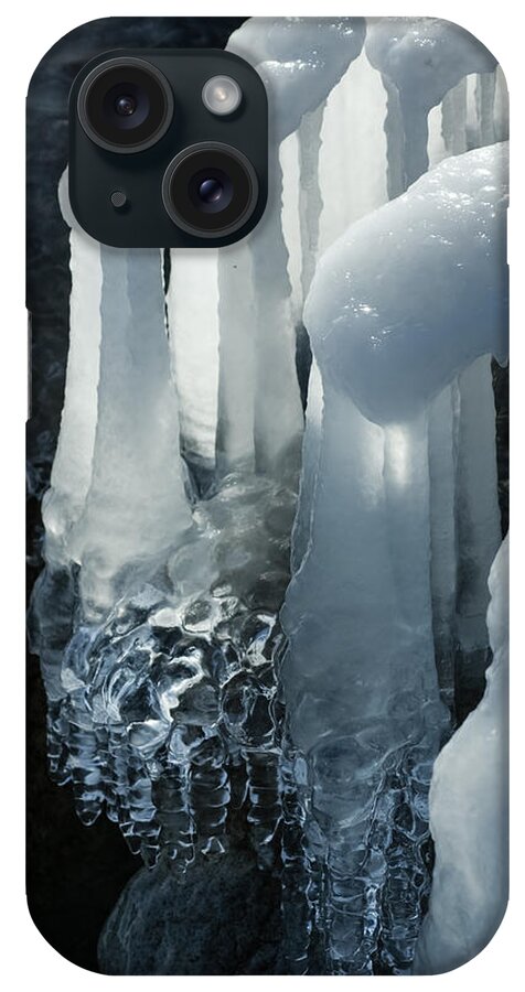 Icicle iPhone Case featuring the photograph Elegant Christmas Ornaments From Mother Nature by Georgia Mizuleva