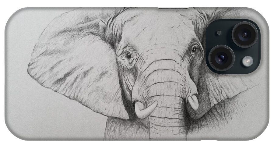 Elephant iPhone Case featuring the drawing Elephant by Ele Grafton