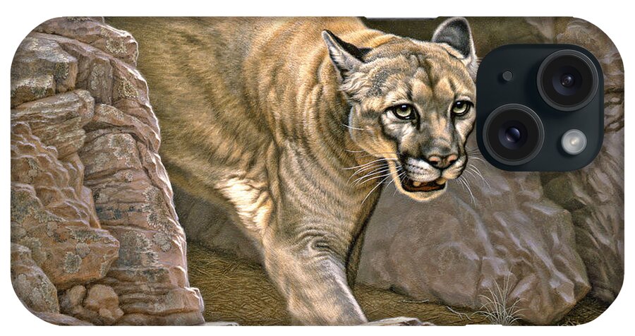 Wildlife iPhone Case featuring the painting Elusive Hunter - Cougar by Paul Krapf