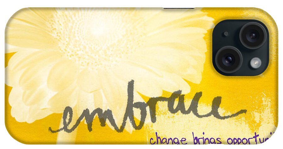 Yellow iPhone Case featuring the painting Embrace Change by Linda Woods
