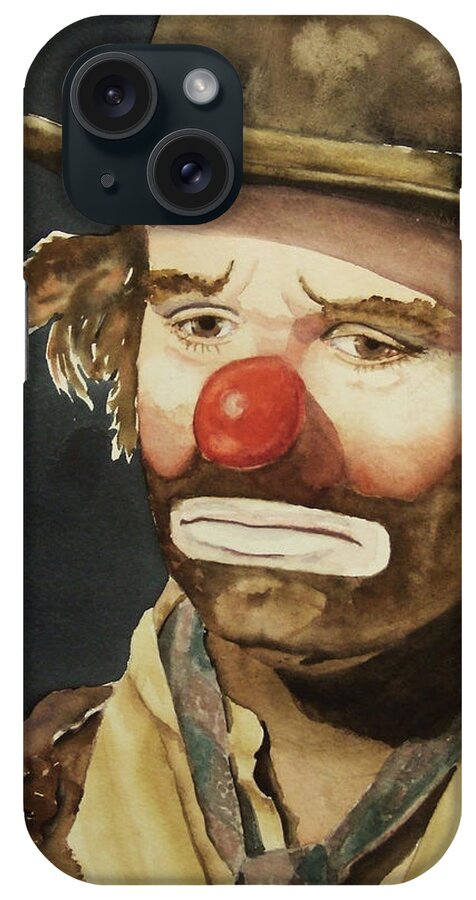 Emmett Kelly iPhone Case featuring the painting Emmett Kelly by Greg and Linda Halom