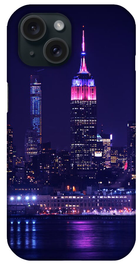  iPhone Case featuring the photograph Empire State Building in Pink and Purple by Raymond Salani III