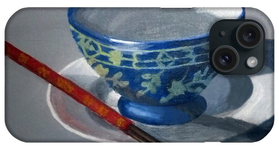 Blue iPhone Case featuring the painting Empty Rice Bowl by Barbara J Blaisdell