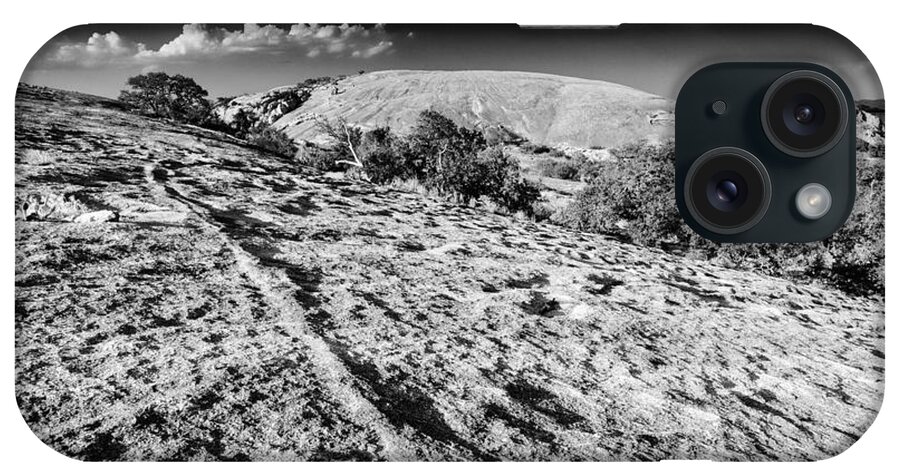 Enchanted Rock iPhone Case featuring the photograph Enchanted Rock Texas Hill Country Black and White by Silvio Ligutti