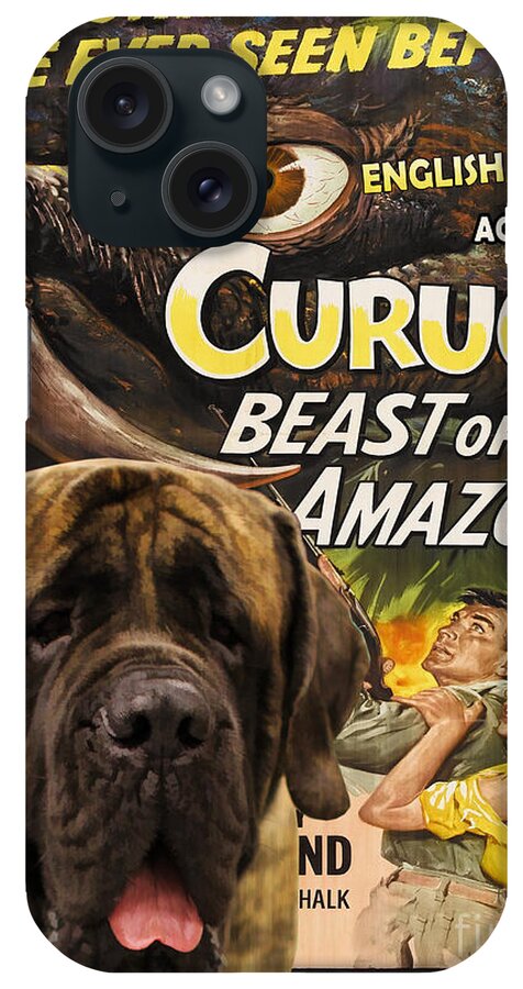 English Mastiff iPhone Case featuring the painting English Mastiff Art Canvas Print - Curucu Movie Poster by Sandra Sij