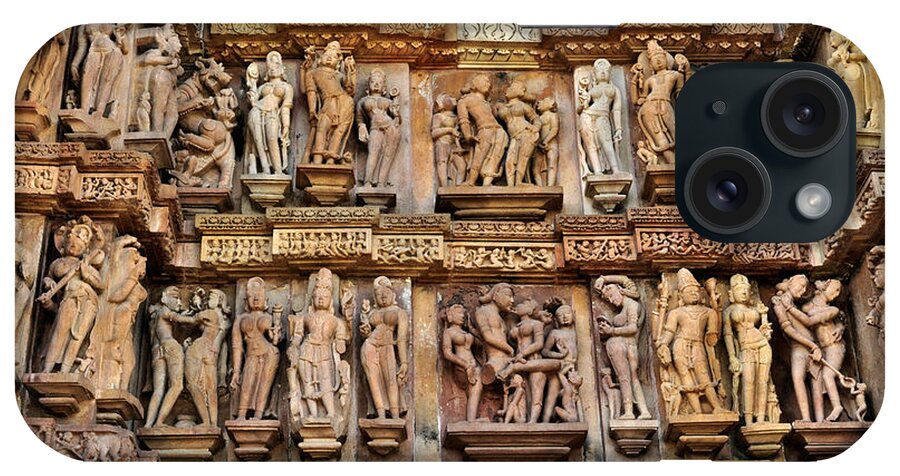 Khajuraho iPhone Case featuring the photograph Erotic Human Sculptures at Khajuraho India by Rudra Narayan Mitra