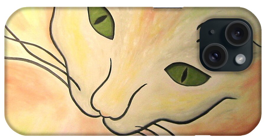 Karen Zuk Rosenblatt iPhone Case featuring the painting Essence of Cat by Karen Zuk Rosenblatt