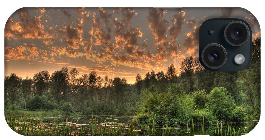 Pondsunsetlandscapescenic iPhone Case featuring the photograph Evening Pond by Jeff Cook