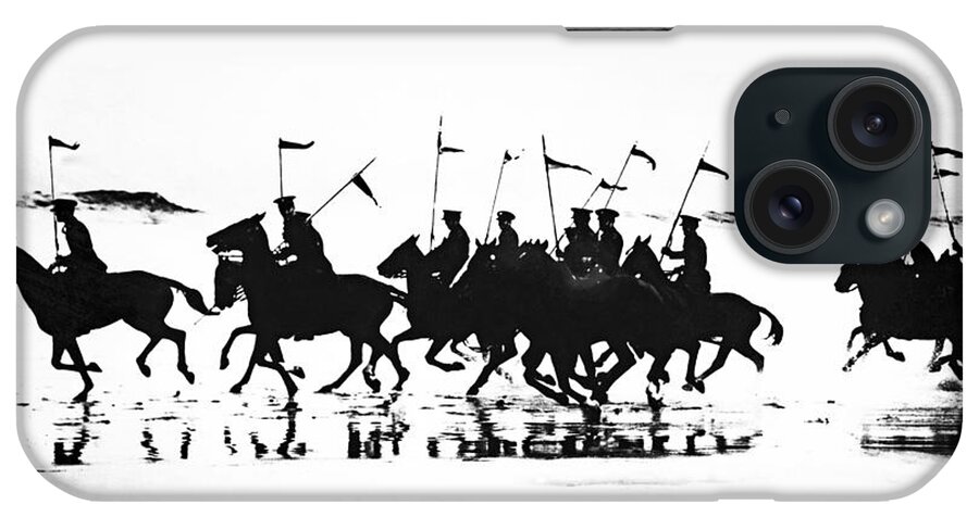 Exhibition iPhone Case featuring the photograph Exhibition platoon of the 11th U.S. Cavalry on Del Monte Beach Monterey California 1935 by Monterey County Historical Society