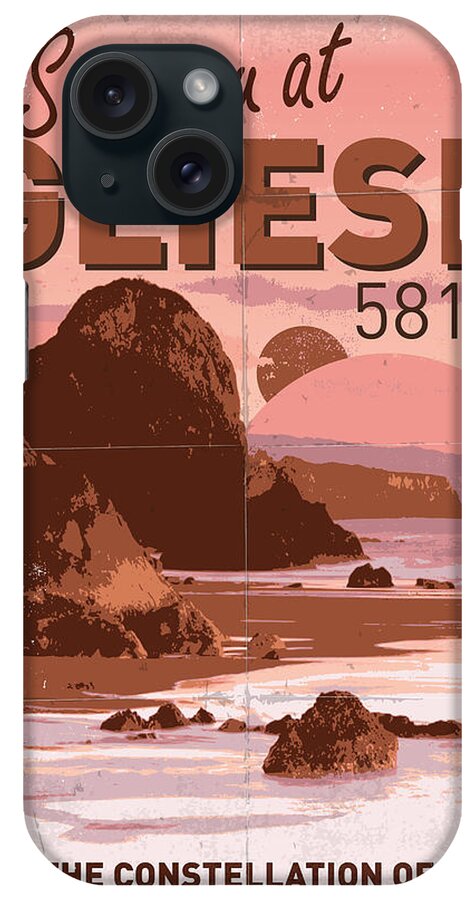 Space iPhone Case featuring the digital art Exoplanet 01 Travel Poster GLIESE 581 by Chungkong Art
