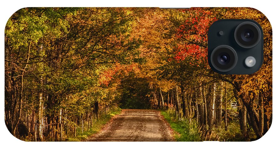Peacham Vermont iPhone Case featuring the photograph Fall color along a dirt backroad by Jeff Folger