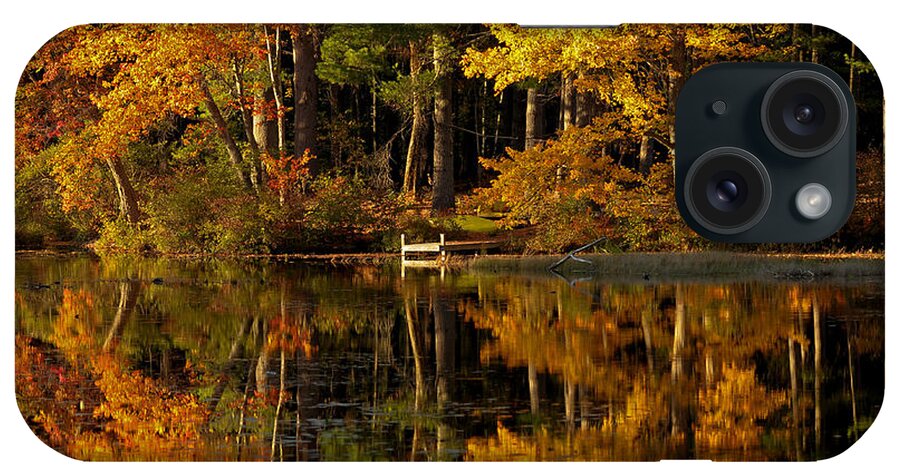 Fall Foliage iPhone Case featuring the photograph Fall Foliage Dock by Liz Mackney