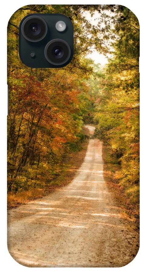 Fall. Autumn. Fall Landscape. Autumn Landscape. Road. Path. Trees. Colorful Leaves. Photograph. Digital Art. Print. Canvas. Fine Art. Framed Art. Greeting Card. Nature. Wildlife. Poster. Cell Phone Covers. Thanksgiving Greeting Cards. iPhone Case featuring the photograph Fall into Autumn by Mary Timman