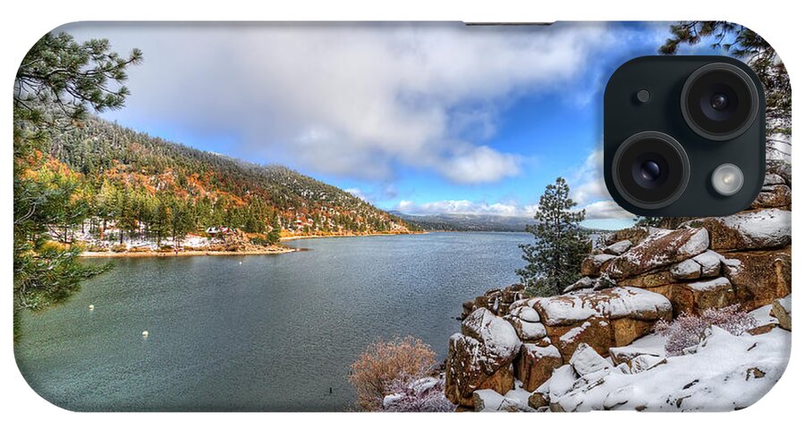 Fall iPhone Case featuring the photograph Fall Snow Storm at Big Bear Lake by Eddie Yerkish