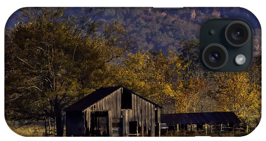 Old Barn iPhone Case featuring the photograph Fall Sunrise Old Barn at 21/43 Intersection by Michael Dougherty