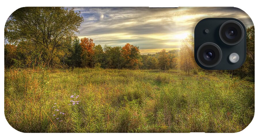 Tree iPhone Case featuring the photograph Fall sunset over Prairie - Retzer Nature Center - Waukesha Wisconsin by Jennifer Rondinelli Reilly - Fine Art Photography