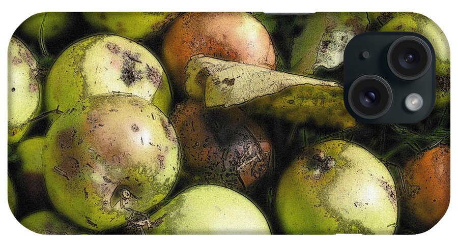 Apple iPhone Case featuring the digital art Fallen Aplles by Ron Harpham