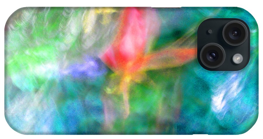 Abstract iPhone Case featuring the photograph Falling Petal Abstract Blue Green Pink A by Heather Kirk