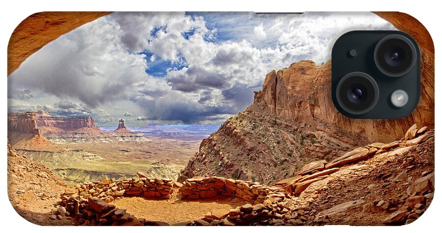 Canyonlands National Park iPhone Case featuring the photograph False Kiva Panorama by Jim Dollar