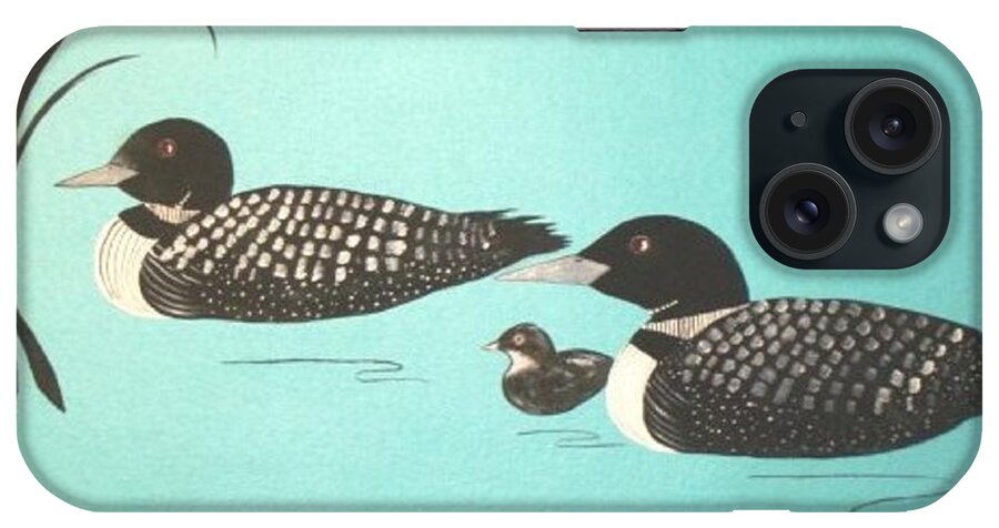 Loon iPhone Case featuring the painting Family of Three by Cindy Micklos