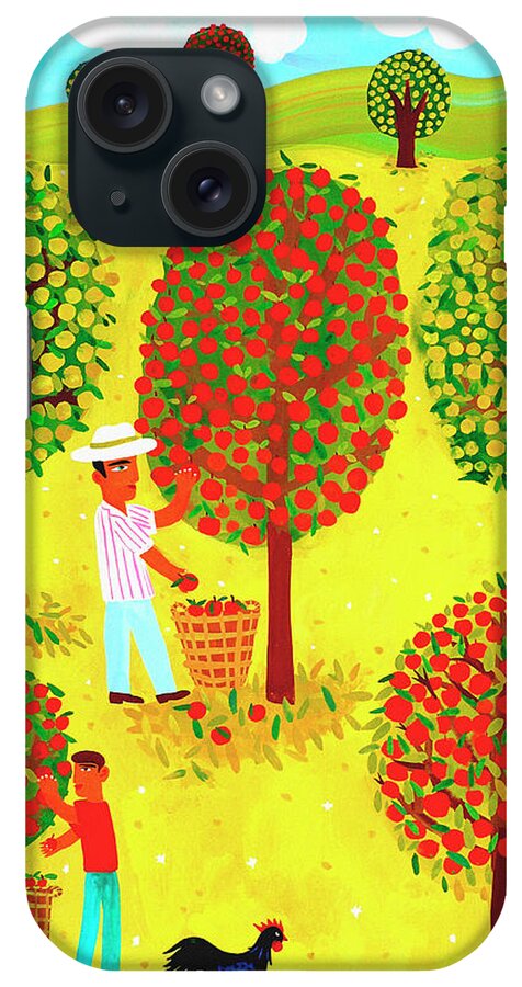 Abundance iPhone Case featuring the photograph Family Picking Apples In Orchard by Ikon Ikon Images