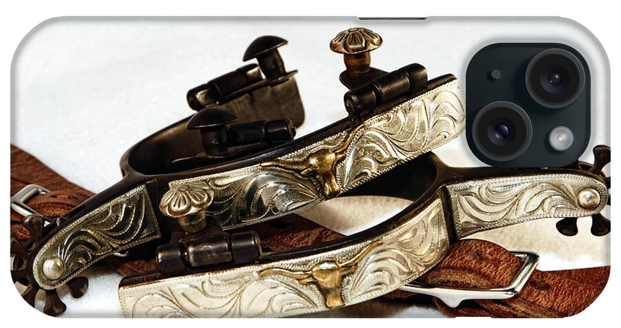 Cowboy iPhone Case featuring the photograph Fancy Silver Spurs by Lincoln Rogers