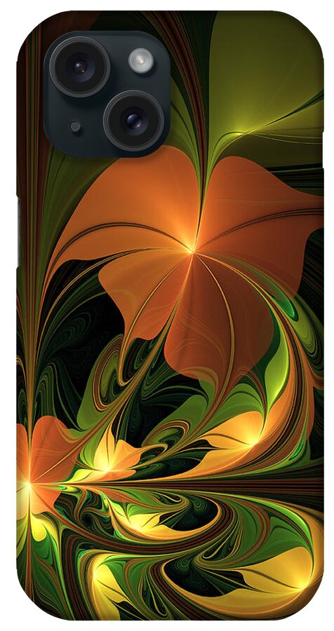 Digital Art iPhone Case featuring the digital art Fantasy Plant Fractal by Gabiw Art