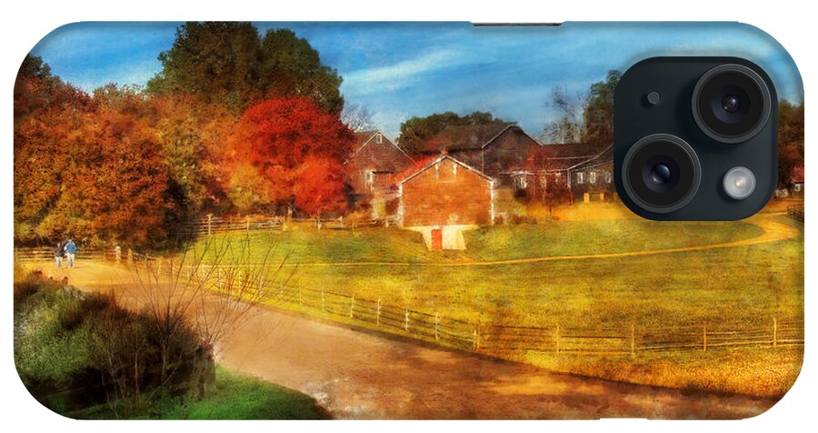 Savad iPhone Case featuring the digital art Farm - Barn - A walk in the country by Mike Savad