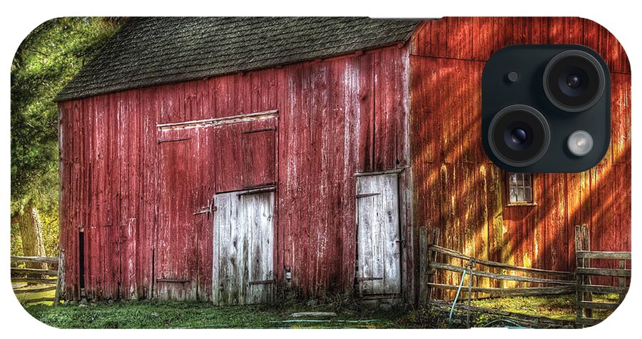 Savad iPhone Case featuring the photograph Farm - Barn - The old red barn by Mike Savad