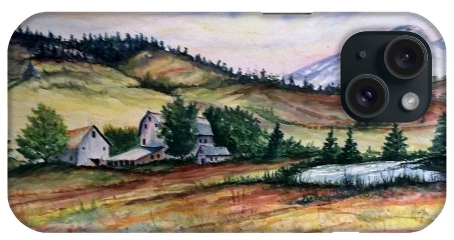 Mountain iPhone Case featuring the painting Farm in a Valley by Richard Benson