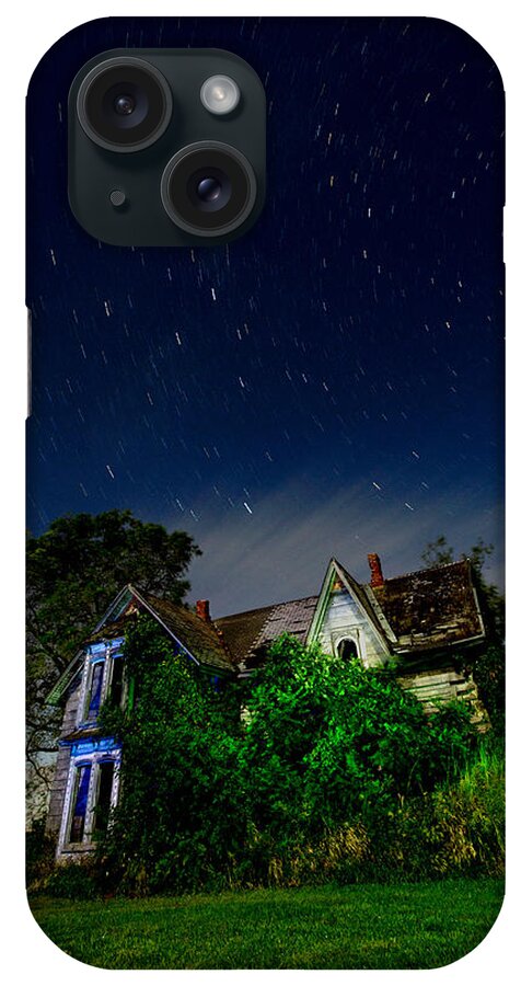 Abandoned iPhone Case featuring the photograph Farmhouse Star Trails. by Cale Best