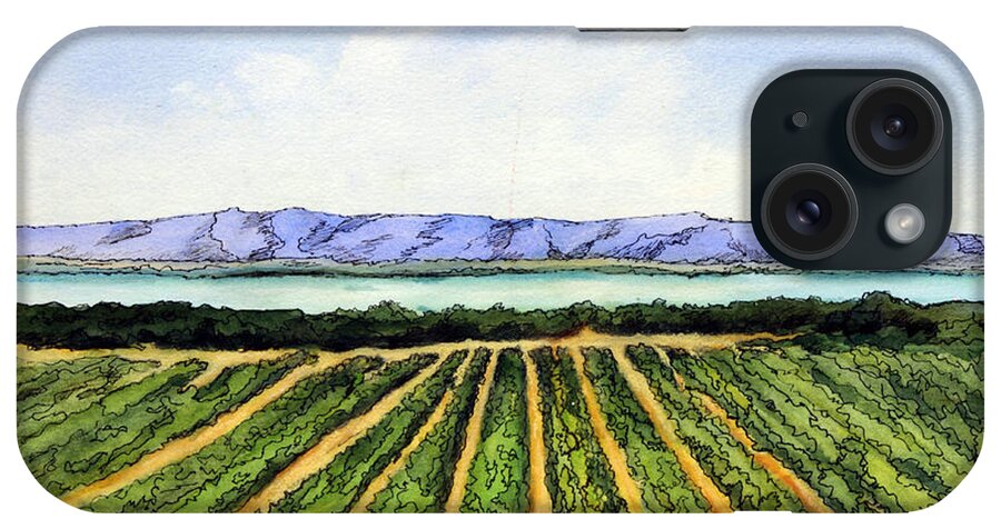 Landscape iPhone Case featuring the painting Farming by the Sea II by Maria Hunt
