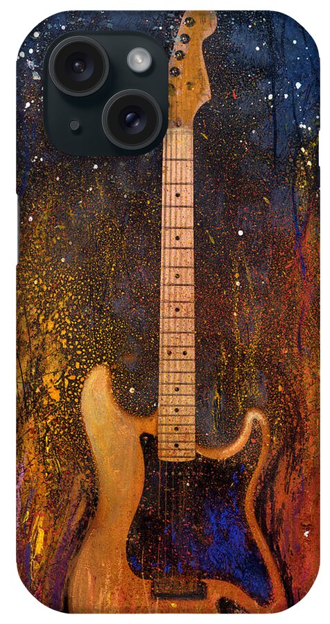 Guitar iPhone Case featuring the painting Fender On Fire by Andrew King
