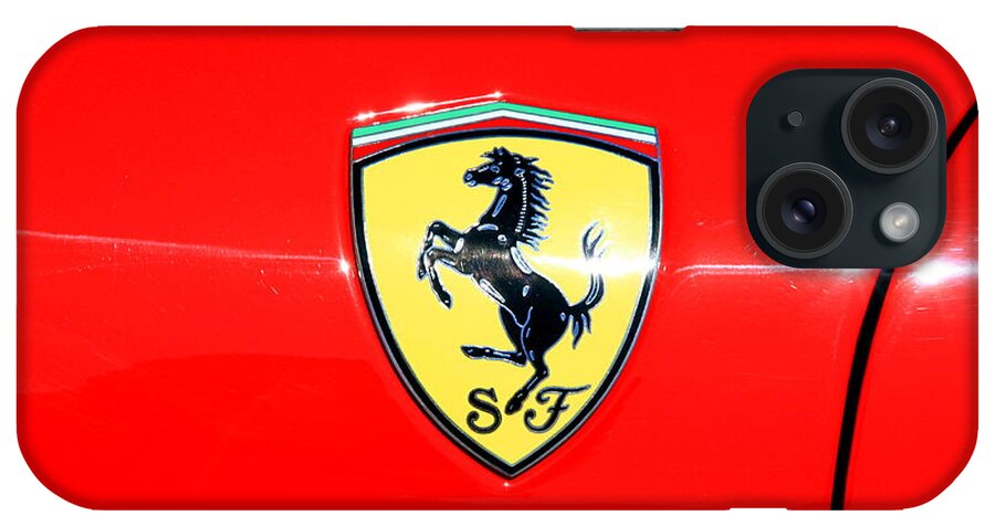 Ferrari iPhone Case featuring the photograph Ferrari Logo by Valentino Visentini