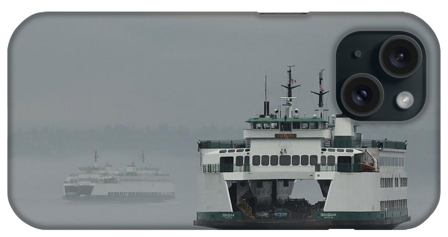 Ferries In The Fog iPhone Case featuring the photograph Ferries Pass in the Fog by E Faithe Lester