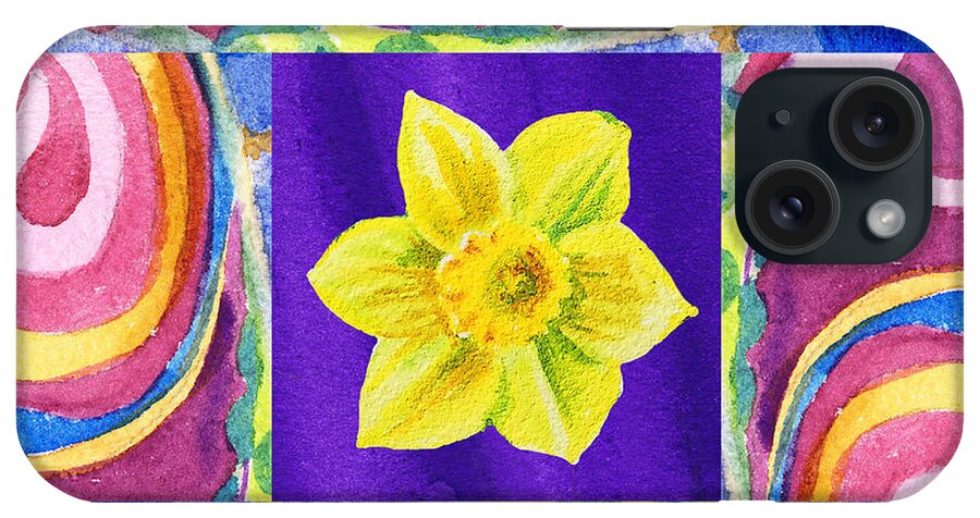 Daffodil iPhone Case featuring the painting Festive Floral Daffodil by Irina Sztukowski