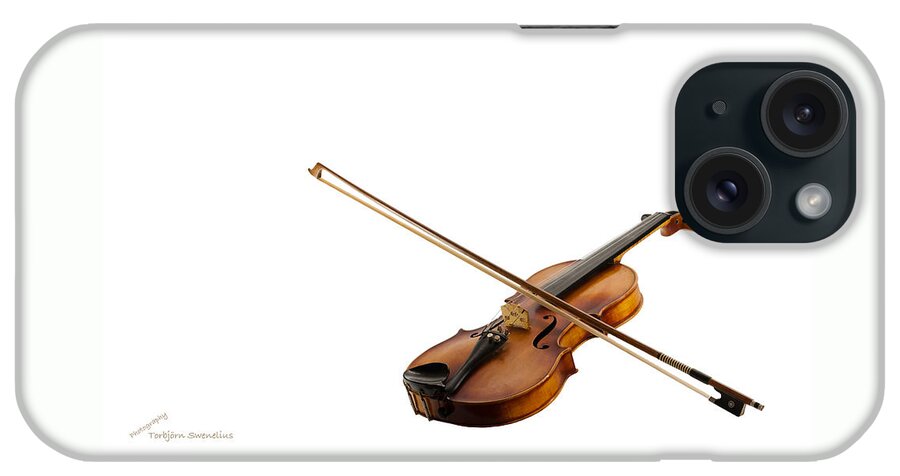 Fiddle And Bow On White iPhone Case featuring the photograph Fiddle and Bow on white by Torbjorn Swenelius
