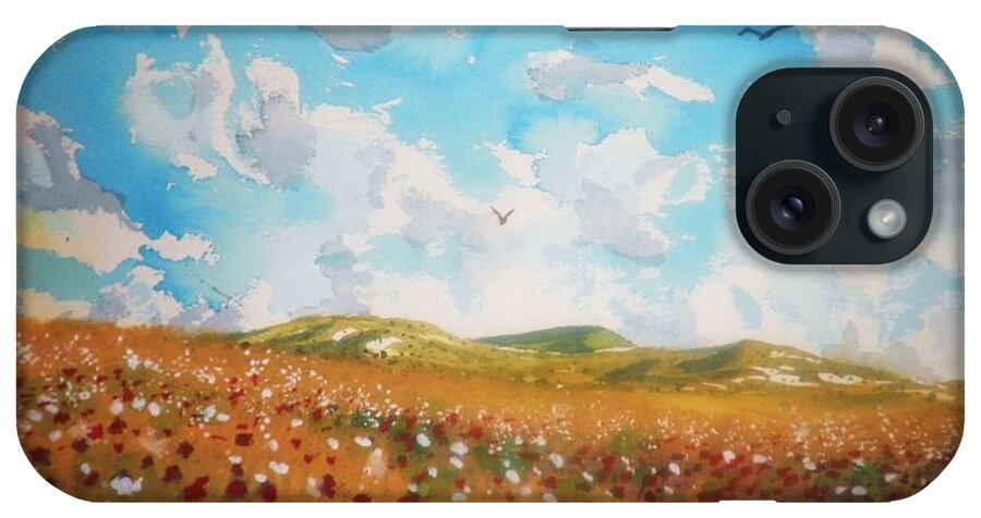 Watercolor iPhone Case featuring the painting Field of Flowers by Suzanne McKay