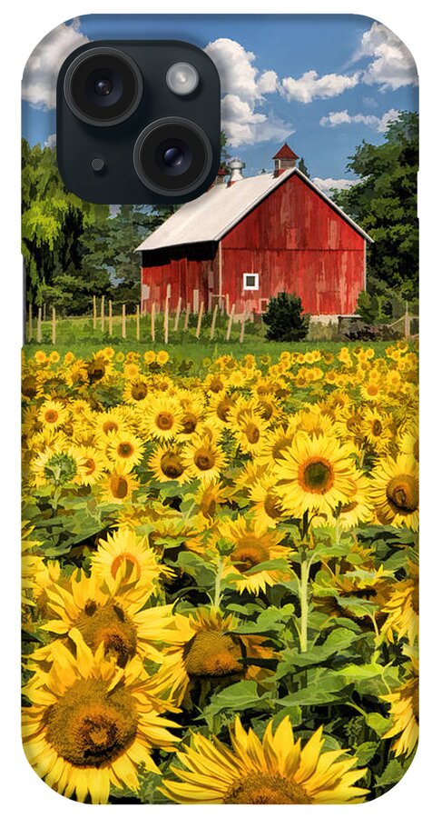 Door County iPhone Case featuring the painting Field of Sunflowers by Christopher Arndt