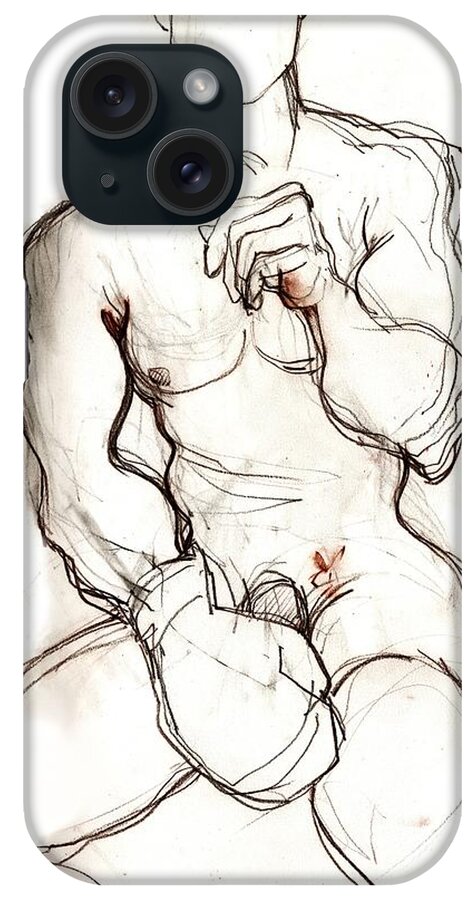 Boxer iPhone Case featuring the drawing Fight Boy Getting Ready by Carolyn Weltman