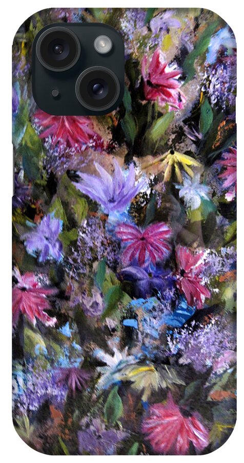 Floral iPhone Case featuring the painting Fighting for Space lll Flowerpatch Series by Roberta Rotunda