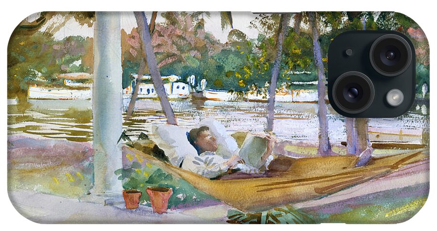 John Singer Sargent iPhone Case featuring the painting Figure in Hammock. Florida by John Singer Sargent