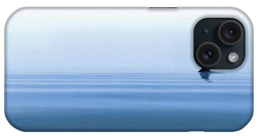 Calm Ocean With Shark Fin. Wide Blue Cal Water With Shark. Shark. Shark Fin. Ocean. Calm Blue Water. iPhone Case featuring the photograph Fin by David Klaboe