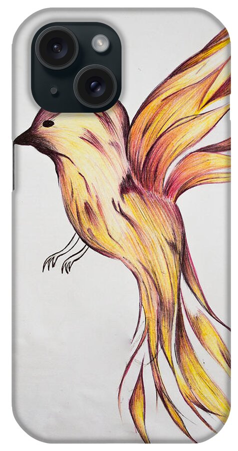 Bird iPhone Case featuring the drawing Fire Bird by Jonathan Shepherd