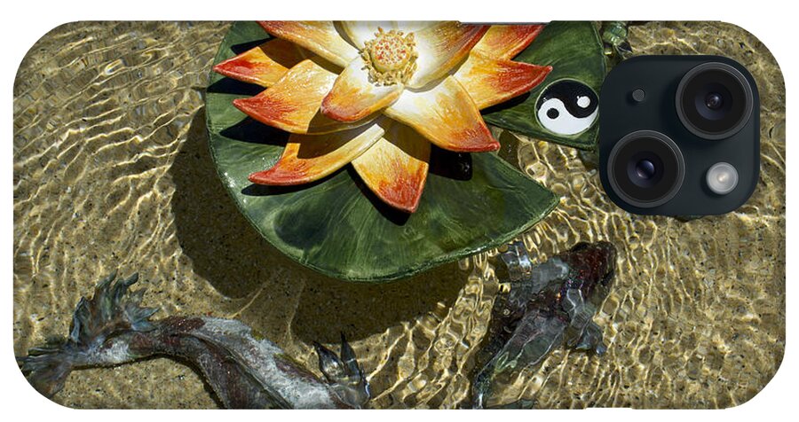 Ceramic Fish iPhone Case featuring the sculpture Fire Lotus with Dragon Koi by Suzette Kallen