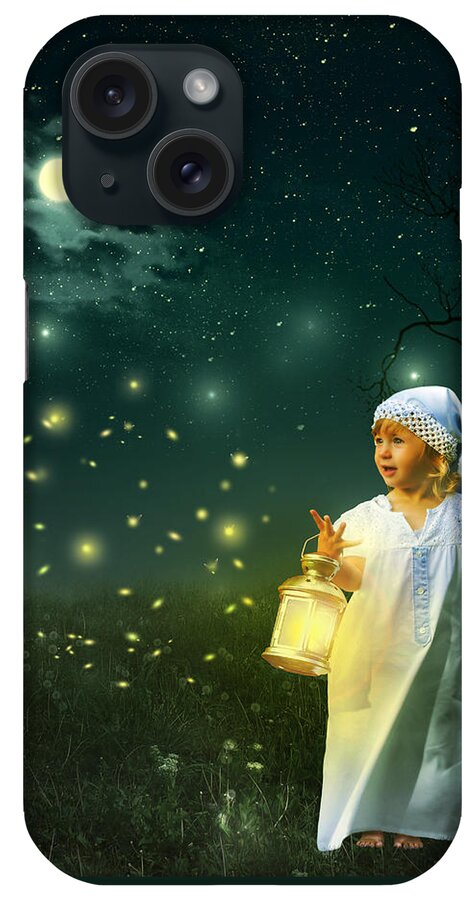 Child iPhone Case featuring the digital art Fireflies by Linda Lees