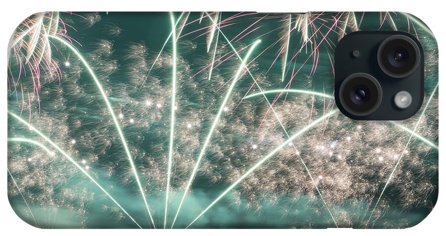 Fireworks iPhone Case featuring the photograph Fireworks and aircraft by Paul Quinn
