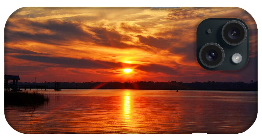 Sunset iPhone Case featuring the photograph Firey Sunset by Kathy Baccari