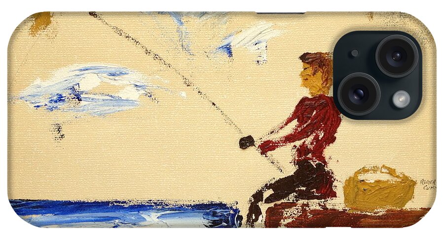 Oil iPhone Case featuring the painting Fisherman by Roger Cummiskey